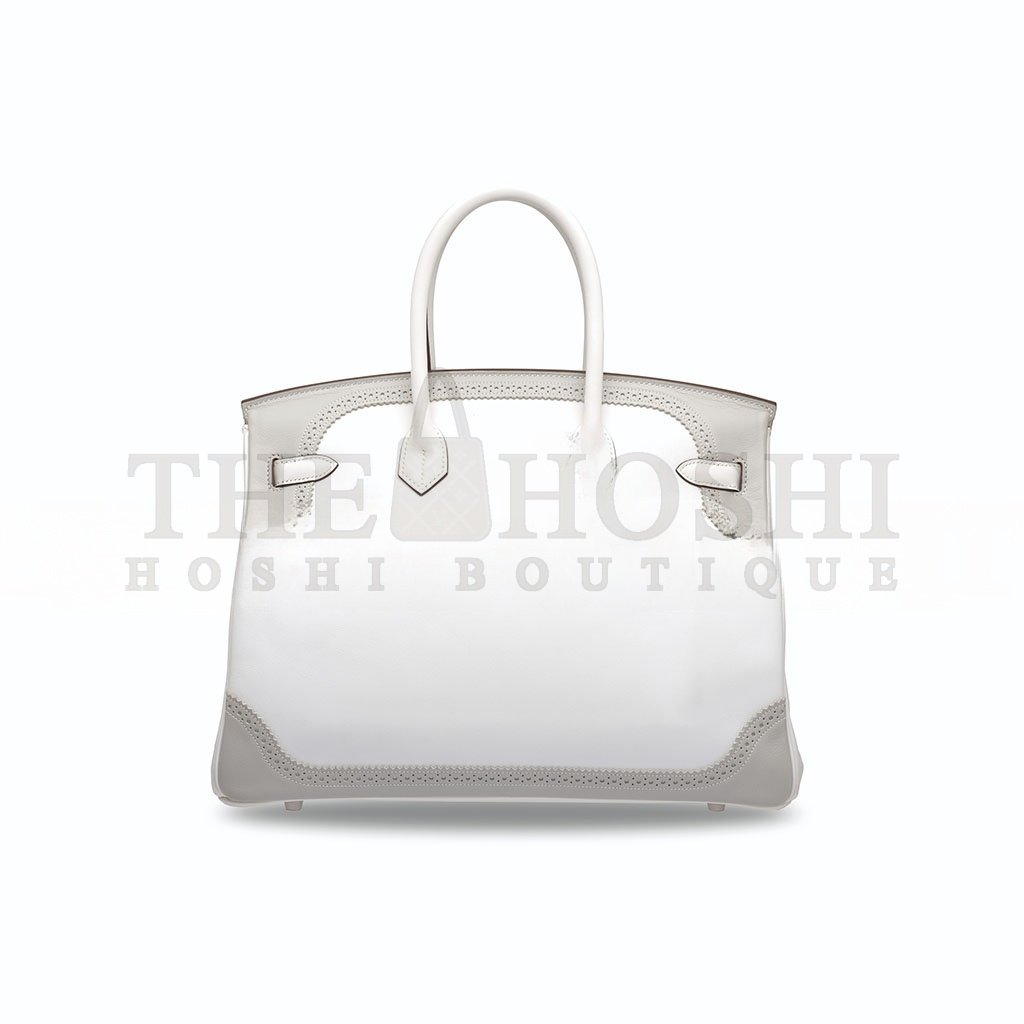 H**me5 BIRKIN 30 SWIFT WHITE AND GREY WITH SILVER BUCKLE 321877 (30*22*15cm) Master Quality